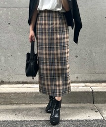 チェックIラインスカート[M3774]