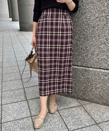 チェックIラインスカート[M3774]