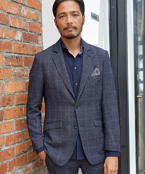 UNION STATION（ユニオンステーション）の「【EFFORTLESS】T/Rチェックノッチドラペルテーラードジャケット<セットアップ対応>（テーラードジャケット・メンズ・グレー/ネイビー・S/M/L/LL）」の15枚目の写真