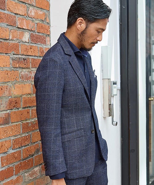 UNION STATION（ユニオンステーション）の「【EFFORTLESS】T/Rチェックノッチドラペルテーラードジャケット<セットアップ対応>（テーラードジャケット・メンズ・グレー/ネイビー・S/M/L/LL）」の3枚目の写真