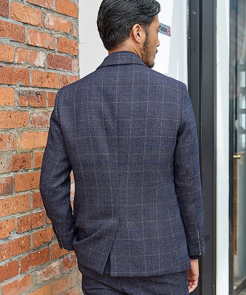 UNION STATION（ユニオンステーション）の「【EFFORTLESS】T/Rチェックノッチドラペルテーラードジャケット<セットアップ対応>（テーラードジャケット・メンズ・グレー/ネイビー・S/M/L/LL）」の8枚目の写真