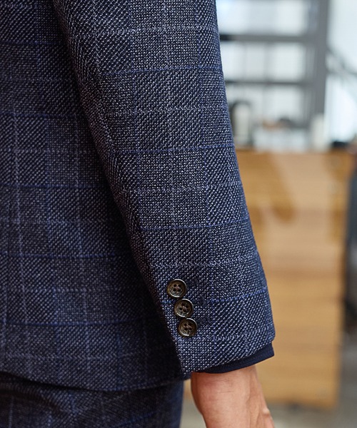UNION STATION（ユニオンステーション）の「【EFFORTLESS】T/Rチェックノッチドラペルテーラードジャケット<セットアップ対応>（テーラードジャケット・メンズ・グレー/ネイビー・S/M/L/LL）」の20枚目の写真