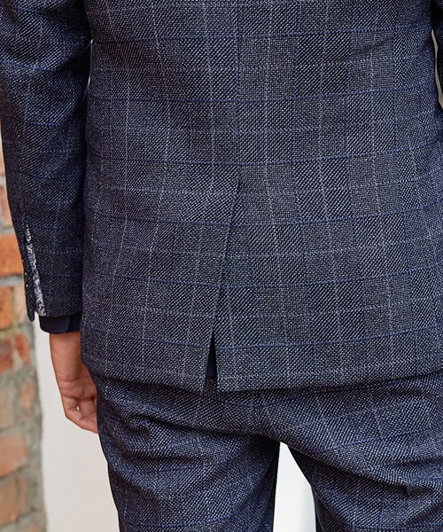 UNION STATION（ユニオンステーション）の「【EFFORTLESS】T/Rチェックノッチドラペルテーラードジャケット<セットアップ対応>（テーラードジャケット・メンズ・グレー/ネイビー・S/M/L/LL）」の14枚目の写真