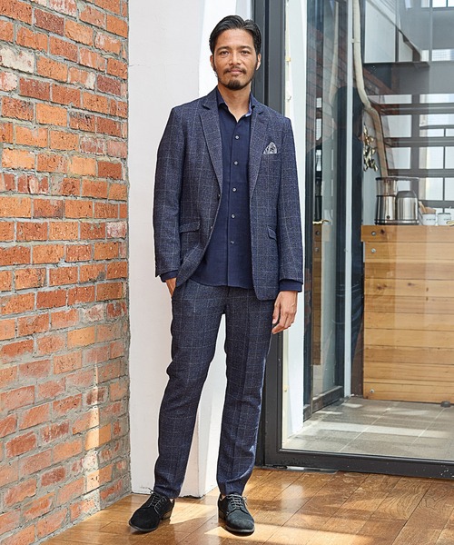 UNION STATION（ユニオンステーション）の「【EFFORTLESS】T/Rチェックノッチドラペルテーラードジャケット<セットアップ対応>（テーラードジャケット・メンズ・グレー/ネイビー・S/M/L/LL）」の17枚目の写真