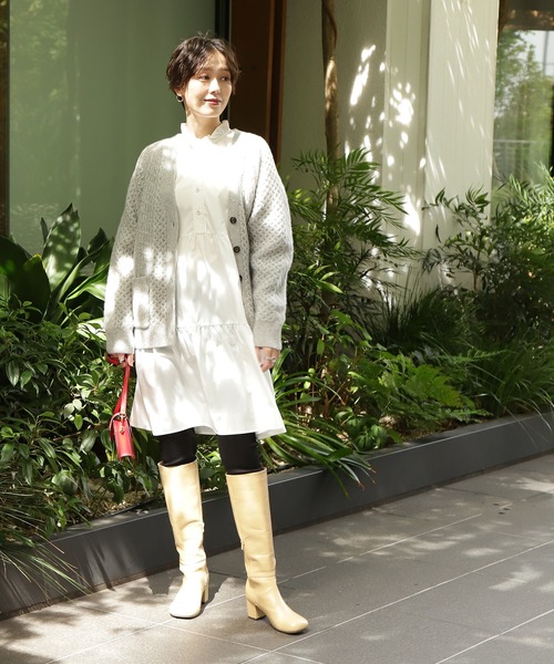 N.（N. Natural Beauty Basic）（エヌエヌナチュラルビューティーベーシック）の「◆フリルネックミニワンピース（ワンピース・レディース・オフホワイト/ブルー・MEDIUM）」の5枚目の写真