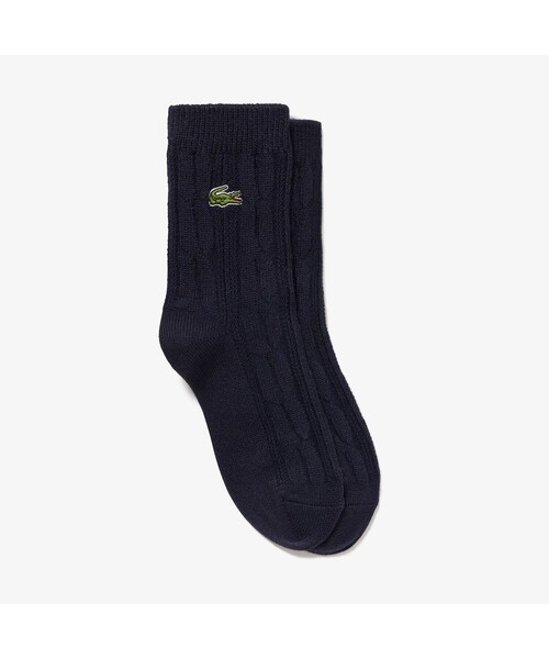 LACOSTE（ラコステ）の「ケーブルニットソックス（ソックス/靴下・レディース・ネイビー/オフホワイト/キャメル・24.0cm）」の3枚目の写真