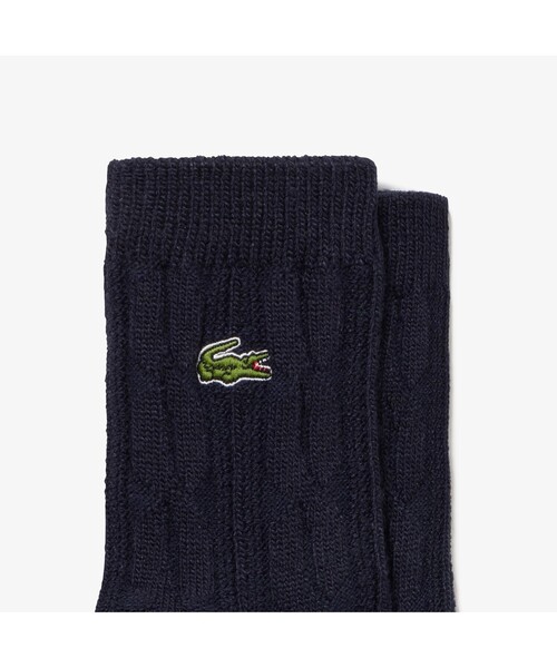 LACOSTE（ラコステ）の「ケーブルニットソックス（ソックス/靴下・レディース・ネイビー/オフホワイト/キャメル・24.0cm）」の4枚目の写真