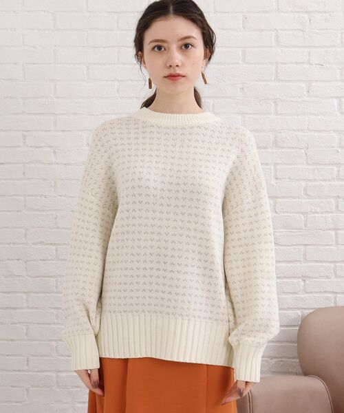 SHOO・LA・RUE(シューラルー)の「◆控えめな柄が可愛い!バーズアイ柄ニット(ニット/セーター・レディース・アイボリー系4/オレンジ系その他5/グリーン系その他5/ブラック系4・00)」の5枚目の写真