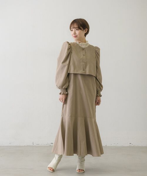 RETRO GIRL(レトロガール)の「ピーチ起毛BLキャミOPセット(ワンピース・レディース・ブラウン/ナチュラル/ブルー/ブラック・FREE)」の3枚目の写真