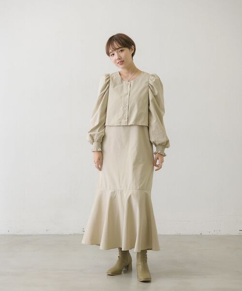 RETRO GIRL(レトロガール)の「ピーチ起毛BLキャミOPセット(ワンピース・レディース・ブラウン/ナチュラル/ブルー/ブラック・FREE)」の5枚目の写真
