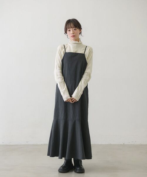 RETRO GIRL(レトロガール)の「ピーチ起毛BLキャミOPセット(ワンピース・レディース・ブラウン/ナチュラル/ブルー/ブラック・FREE)」の16枚目の写真