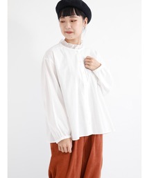 Samansa Mos2 | コットンリネン襟メッシュレースフリルブラウス(シャツ/ブラウス)