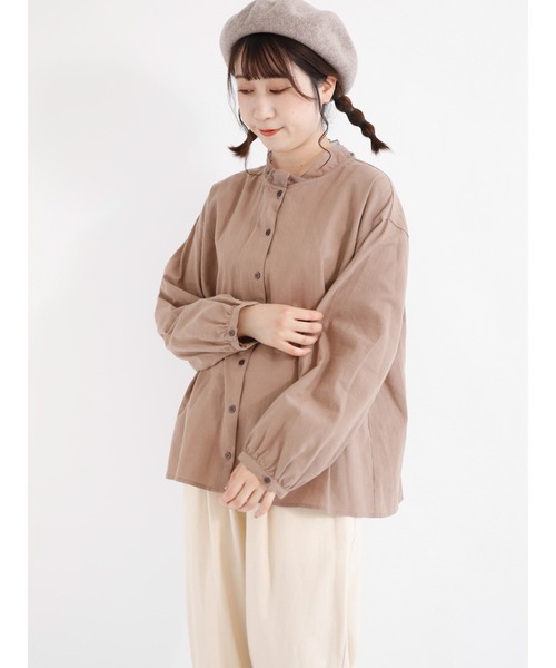 Samansa Mos2（サマンサ モスモス）の「コットンリネン襟メッシュレースフリルブラウス（シャツ/ブラウス・レディース・チャコール/キナリ/モカ/オフホワイト・ﾌﾘ-）」の14枚目の写真