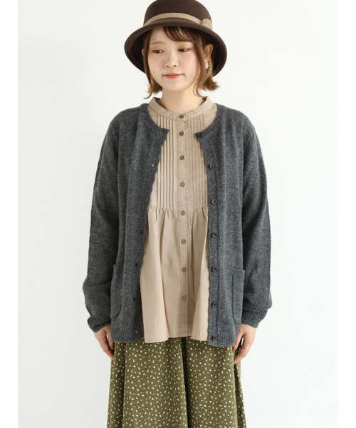 Samansa Mos2（サマンサ モスモス）の「【フランスウール】花刺繍入りクルーネックカーディガン（カーディガン/ボレロ・レディース・ベージュ/オレンジ/ブルー/グリーン/ボルドー/チャコール・ﾌﾘ-）」の11枚目の写真