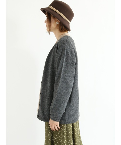 Samansa Mos2（サマンサ モスモス）の「【フランスウール】花刺繍入りクルーネックカーディガン（カーディガン/ボレロ・レディース・ベージュ/オレンジ/ブルー/グリーン/ボルドー/チャコール・ﾌﾘ-）」の12枚目の写真