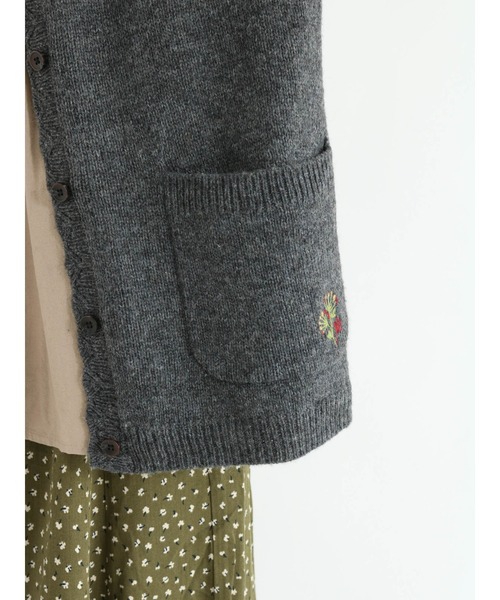 Samansa Mos2（サマンサ モスモス）の「【フランスウール】花刺繍入りクルーネックカーディガン（カーディガン/ボレロ・レディース・ベージュ/オレンジ/ブルー/グリーン/ボルドー/チャコール・ﾌﾘ-）」の18枚目の写真