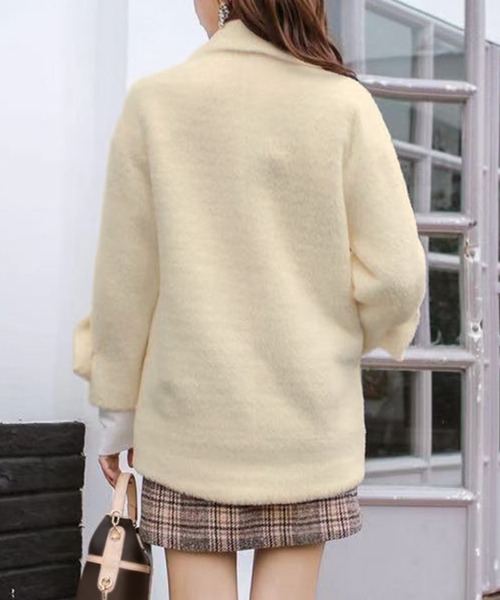 DAY CLOSET（デイ クローゼット）の「レディース ビッグカラーオーバーサイズエコファーピーコート（ピーコート・レディース・ピンク/ブルー/クリーム/グレイッシュベージュ・S/L/M）」の7枚目の写真