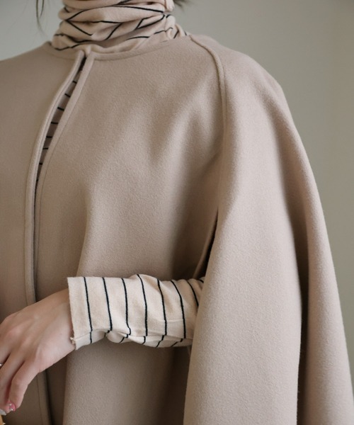 sakishimatokyo（サキシマトーキョー）の「シンプルポンチョ/ケープポンチョ/ケープコート（ポンチョ・レディース・ベージュ/ブラック・FREE）」の19枚目の写真