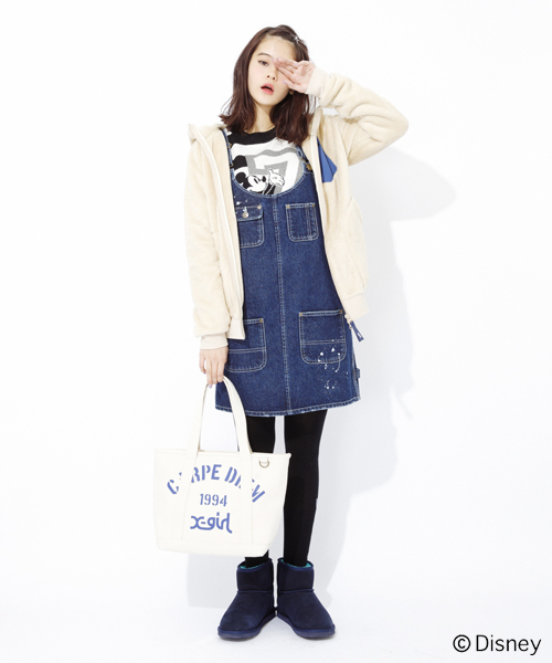 X-girl(エックスガール)の「FLUFFY ZIP UP HOODIE(その他アウター・レディース・ブラック/ベージュ/グリーン/ネイビー・1/2)」の1枚目の写真