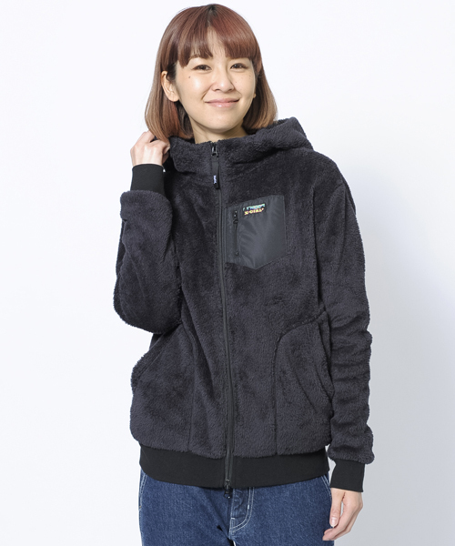 X-girl(エックスガール)の「FLUFFY ZIP UP HOODIE(その他アウター・レディース・ブラック/ベージュ/グリーン/ネイビー・1/2)」の5枚目の写真