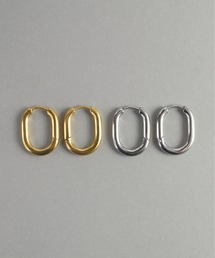 金属アレルギー対応 「ieLS」 ステンレス クロッシング オーバル フープピアス