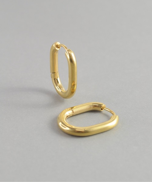 ieLS(イエルズ)の「金属アレルギー対応 「ieLS」 ステンレス クロッシング オーバル フープピアス(ピアス(両耳用)・メンズ・ゴールド/シルバー・ONE SIZE)」の6枚目の写真
