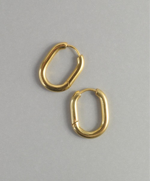 ieLS(イエルズ)の「金属アレルギー対応 「ieLS」 ステンレス クロッシング オーバル フープピアス(ピアス(両耳用)・メンズ・ゴールド/シルバー・ONE SIZE)」の4枚目の写真
