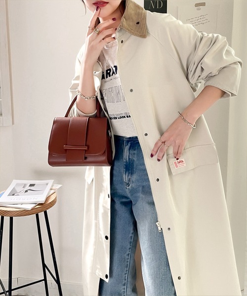 Java（ジャバ）の「《JaVaジャバ コラボ》配色ワークロングコート（モッズコート・メンズ・ブラック/アイボリー/カーキ/ベージュ・LARGE/MEDIUM/X-LARGE）」の2枚目の写真