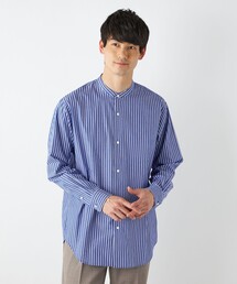 SHIPS any | SHIPS any: ストライプ バンドカラー 長袖 シャツ 23SS◇(シャツ/ブラウス)