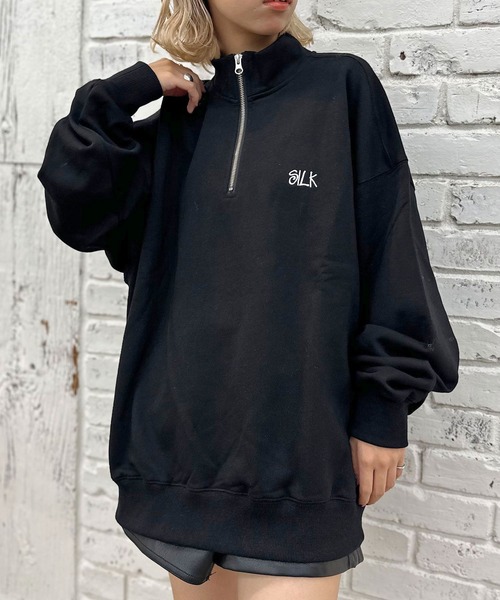 CIAOPANIC（チャオパニック）の「ハーフジップスウェット（スウェット・レディース・グレー/ブラック/サックスブルー/イエロー/ピンク・MEDIUM/LARGE）」の2枚目の写真