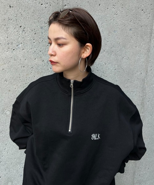 CIAOPANIC（チャオパニック）の「ハーフジップスウェット（スウェット・レディース・グレー/ブラック/サックスブルー/イエロー/ピンク・MEDIUM/LARGE）」の11枚目の写真