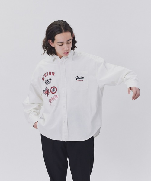 VISION STREET WEAR(ヴィジョンストリートウェア)の「【VISION STREET】レーシングリップシャツ(シャツ/ブラウス・メンズ・オフホワイト/グリーン/ピンク・M/L/XL)」の2枚目の写真