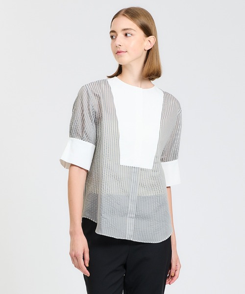 ESTNATION(エストネーション)の「【BAILA 4月号掲載】ESTNATION / シアーブザムシャツ(シャツ/ブラウス・レディース・オフホワイト/ブラック/ブラック系その他/グレー系その他・36/38)」の21枚目の写真