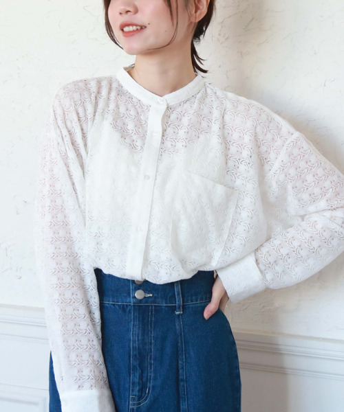 archives(アルシーヴ)の「レースバンドカラーシャツ(シャツ/ブラウス・レディース・ブラック/アイボリー/オフホワイト・MEDIUM)」の8枚目の写真