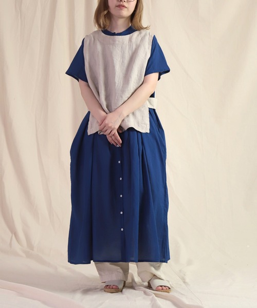 Brocante（ブロカント）の「[Brocante / ブロカント] インドボイル フロンセワンピース（ワンピース・レディース・ロイヤルブルー/ミント/ブラック/チャコールグレー/ベージュ/レモンイエロー・2）」の20枚目の写真