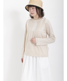 Samansa Mos2 | ラウンドネックレースカットソー(Tシャツ/カットソー)