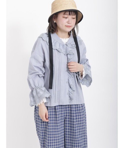 Samansa Mos2(サマンサ モスモス)の「ラウンドネックレースカットソー(Tシャツ/カットソー・レディース・オフホワイト/ベージュ/ブラック・フリ-)」の8枚目の写真