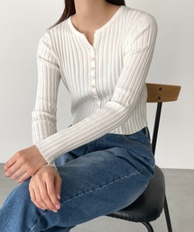 El mar(エルマール) リブニットクロップドカーディガン