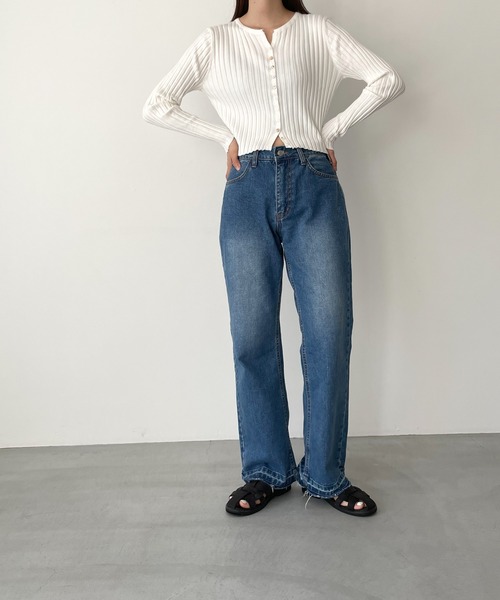 CANAL JEAN（キャナルジーン）の「El mar(エルマール) リブニットクロップドカーディガン（カーディガン/ボレロ・レディース・アイボリー/ブラック/ヘザーグレー・ONE SIZE）」の6枚目の写真