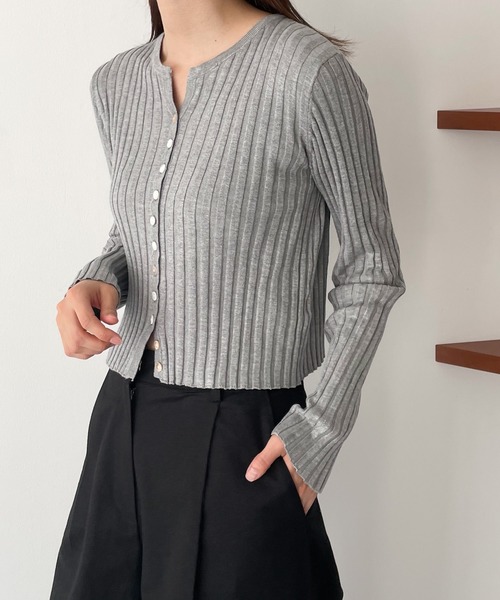 CANAL JEAN（キャナルジーン）の「El mar(エルマール) リブニットクロップドカーディガン（カーディガン/ボレロ・レディース・アイボリー/ブラック/ヘザーグレー・ONE SIZE）」の10枚目の写真