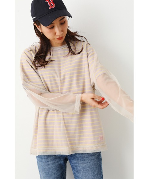 RODEO CROWNS WIDE BOWL(ロデオクラウンズワイドボウル)の「チュール レイヤードボーダ Tシャツ(Tシャツ/カットソー・レディース・オレンジ系その他/ベージュ系その他/グリーン系その他・FREE)」の2枚目の写真