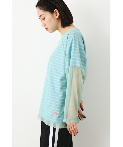 RODEO CROWNS WIDE BOWL(ロデオクラウンズワイドボウル)の「チュール レイヤードボーダ Tシャツ(Tシャツ/カットソー・レディース・オレンジ系その他/ベージュ系その他/グリーン系その他・FREE)」の8枚目の写真