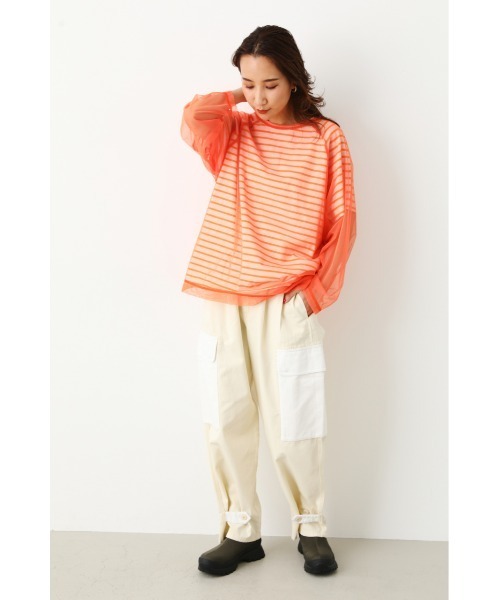 RODEO CROWNS WIDE BOWL(ロデオクラウンズワイドボウル)の「チュール レイヤードボーダ Tシャツ(Tシャツ/カットソー・レディース・オレンジ系その他/ベージュ系その他/グリーン系その他・FREE)」の12枚目の写真