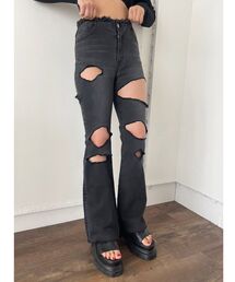 EVRIS | 【ローライズ】ハイダメージフレアデニムパンツ(デニムパンツ)