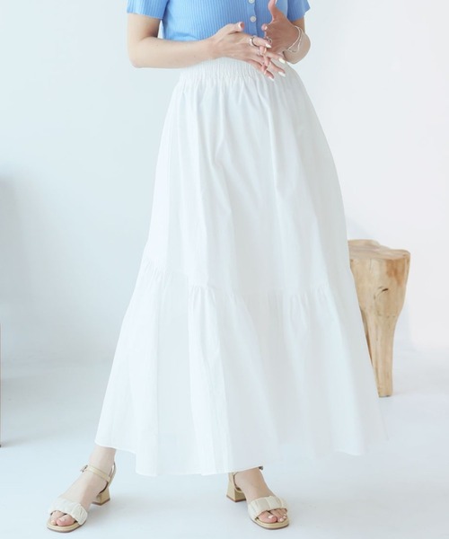 Girly Doll（ガーリードール）の「ティアードギャザーフレアスカート（スカート・レディース・チェック/ホワイト/カーキ/グレー/ブラック・M/L）」の6枚目の写真