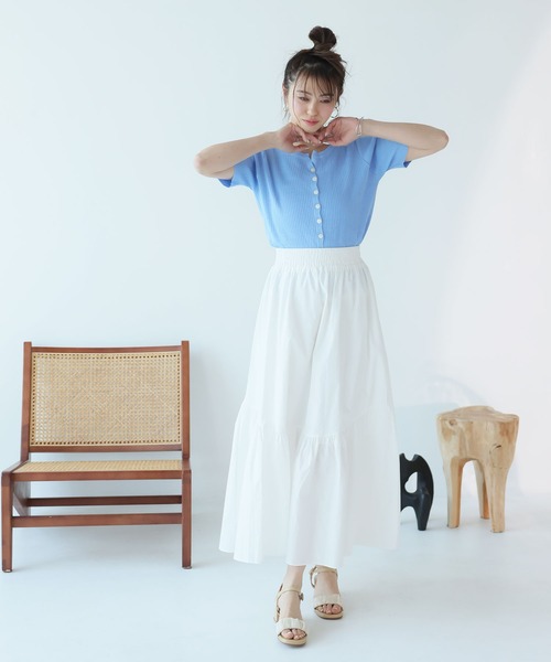 Girly Doll（ガーリードール）の「ティアードギャザーフレアスカート（スカート・レディース・チェック/ホワイト/カーキ/グレー/ブラック・M/L）」の7枚目の写真