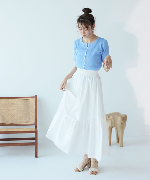 Girly Doll（ガーリードール）の「ティアードギャザーフレアスカート（スカート・レディース・チェック/ホワイト/カーキ/グレー/ブラック・M/L）」の8枚目の写真