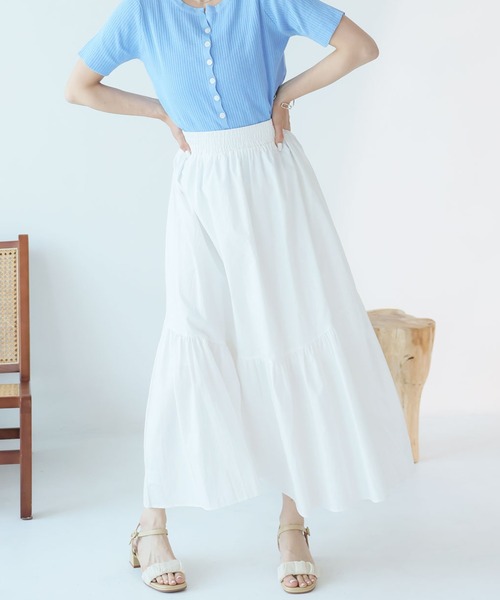 Girly Doll（ガーリードール）の「ティアードギャザーフレアスカート（スカート・レディース・チェック/ホワイト/カーキ/グレー/ブラック・M/L）」の9枚目の写真