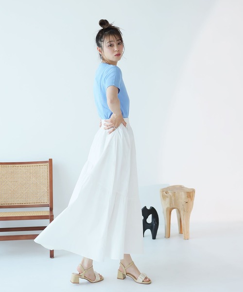 Girly Doll（ガーリードール）の「ティアードギャザーフレアスカート（スカート・レディース・チェック/ホワイト/カーキ/グレー/ブラック・M/L）」の10枚目の写真