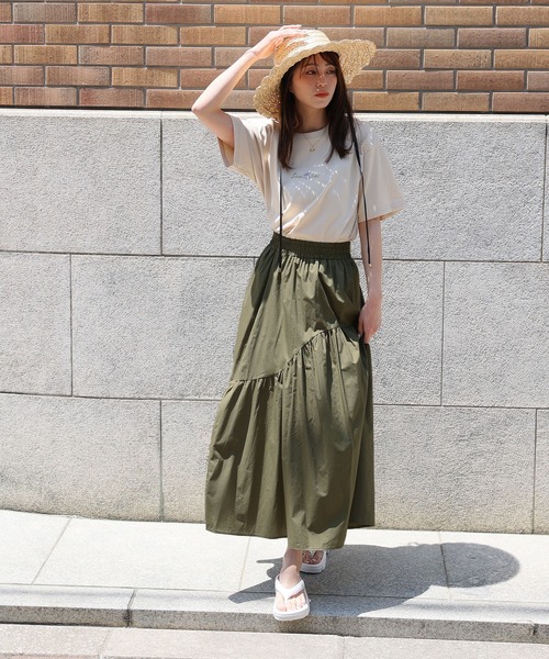 Girly Doll（ガーリードール）の「ティアードギャザーフレアスカート（スカート・レディース・チェック/ホワイト/カーキ/グレー/ブラック・M/L）」の21枚目の写真